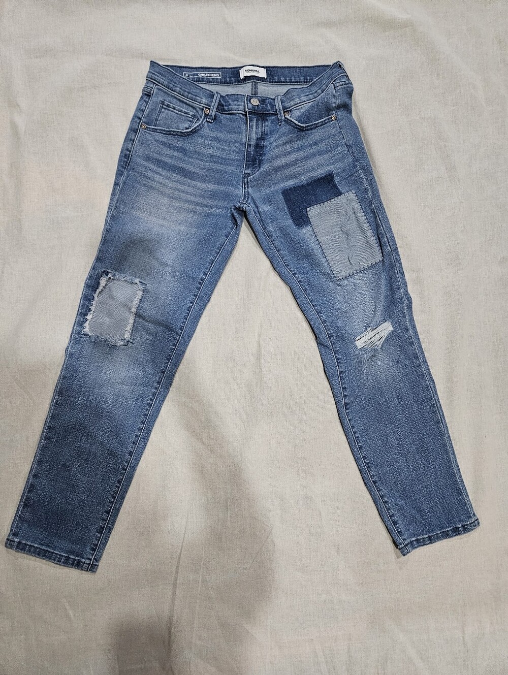 Sonoma Slim Straight Blue Patchwork Jeans